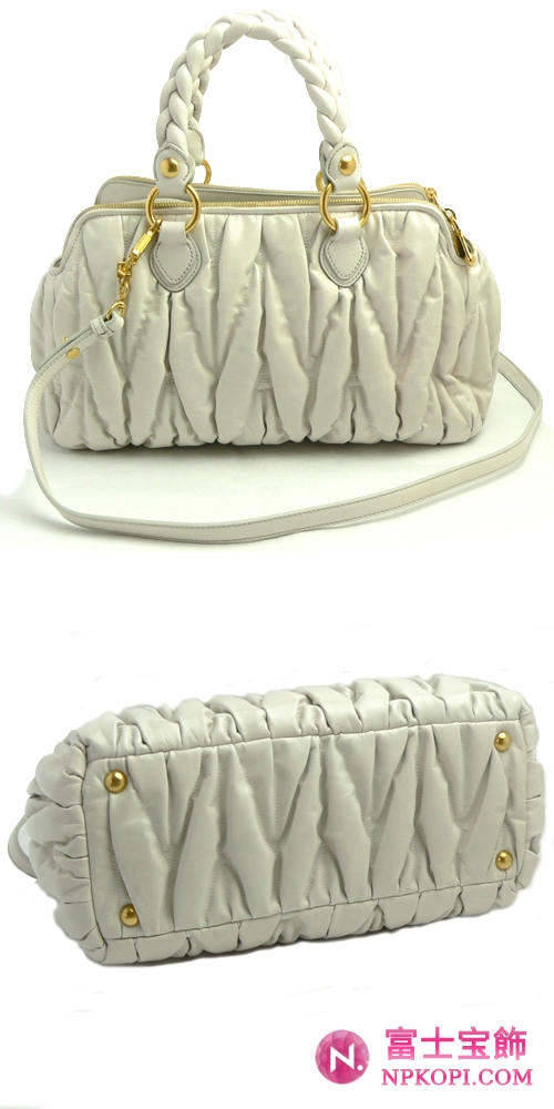 ミュウミュウ MIUMIU ハンドバッグ/ななめがけバッグ ショルダーストラップ付き 2WAY レザー アイボリー（AVORIO）RN0690 MATELASSE LUX.